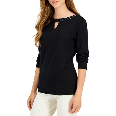 Relaxed-Fit Hotfix Embellished Top