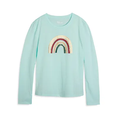 Girl's Rainbow Foil Long-Sleeve T-Shirt