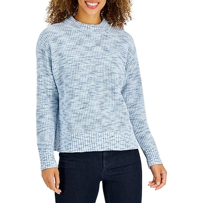 Petite Space-Dye Drop-Shoulder Sweater