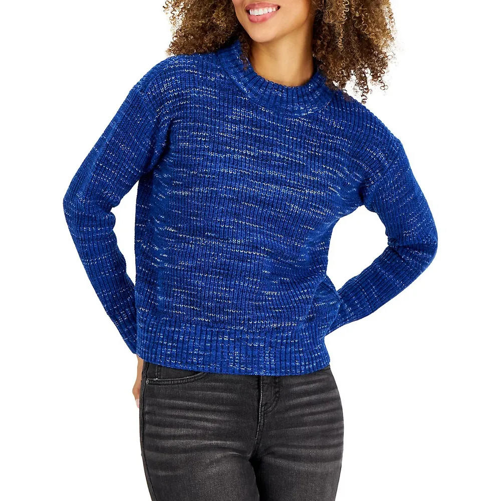 Petite Space-Dye Drop-Shoulder Sweater