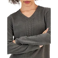 Luxsoft Cable-Knit V-Neck Sweater