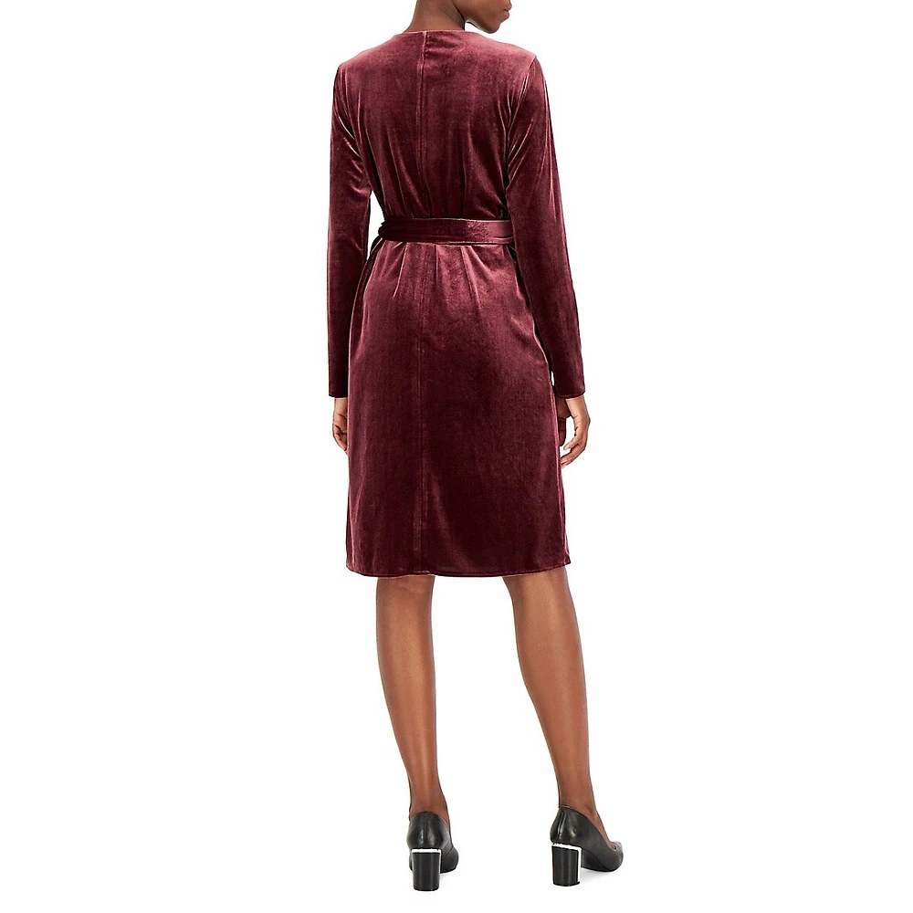 Velvet Tie-Up Wrap Dress