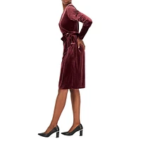 Velvet Tie-Up Wrap Dress