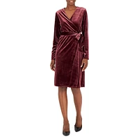 Velvet Tie-Up Wrap Dress