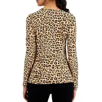 Leopard Print Ruched-Front Top