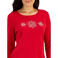 Relaxed-Fit Snowflake-Print T-Shirt