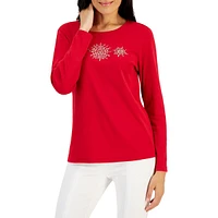 Relaxed-Fit Snowflake-Print T-Shirt