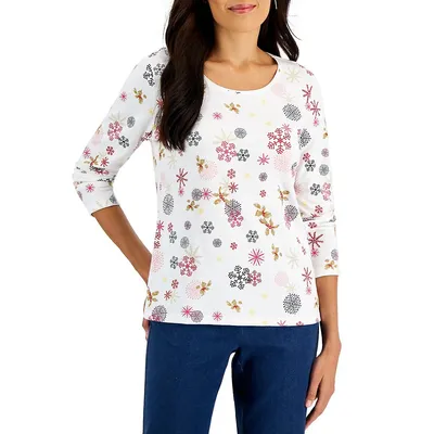 Relaxed-Fit Winter Magic-Print T-Shirt