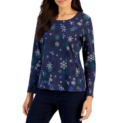 Relaxed-Fit Winter Magic-Print T-Shirt