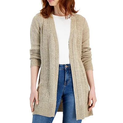 Petite Open-Front Duster Cardigan