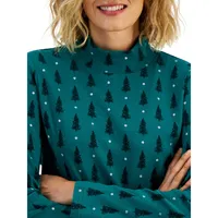 Xmas Tree Print Mockneck Top