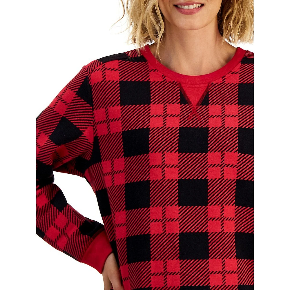 Plaid Relaxed-Fit Sweatshirt