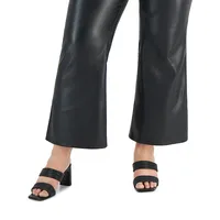 Faux Leather Flared Jeans