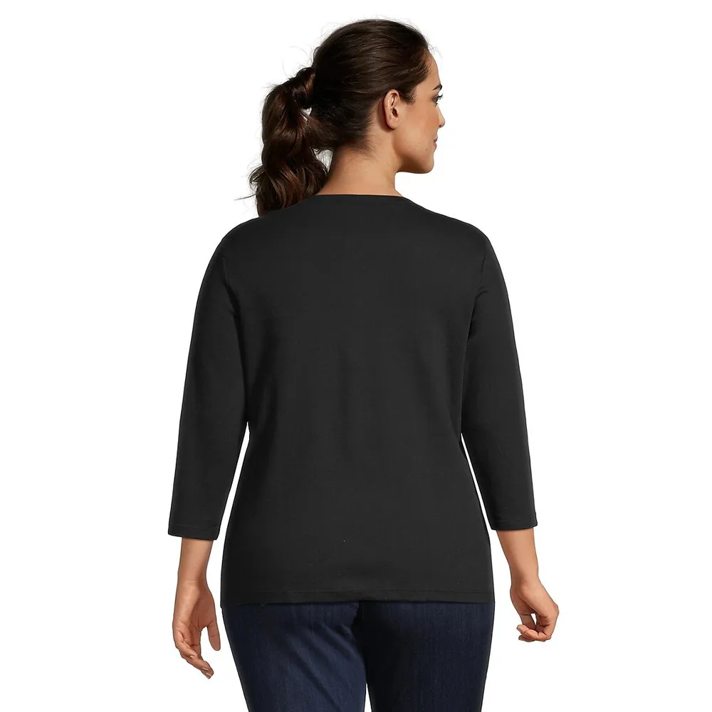 Plus ​Three-Quarter-Sleeve Henley