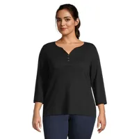 Plus ​Three-Quarter-Sleeve Henley