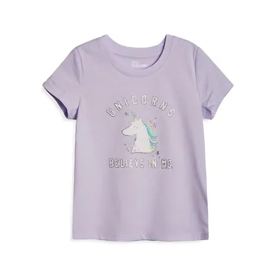 T-shirt à imprimé de licorne pour fillette