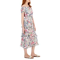 Floral Off-The-Shoulder Midi Dress