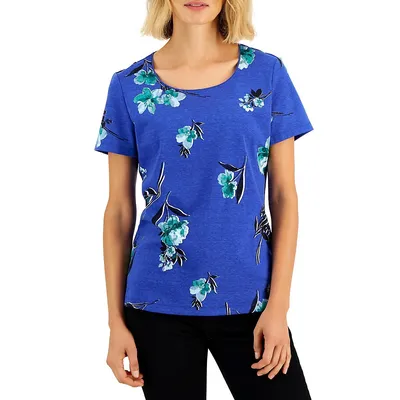 T-shirt de coupe décontractée avec imprimé fleurs Venus