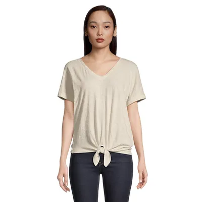 Tie-Front Heathered T-Shirt
