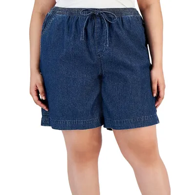 Plus Emilia Relaxed Pull-On Denim Shorts