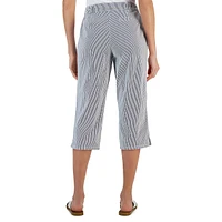 Petite Corded Striped Capri Pants