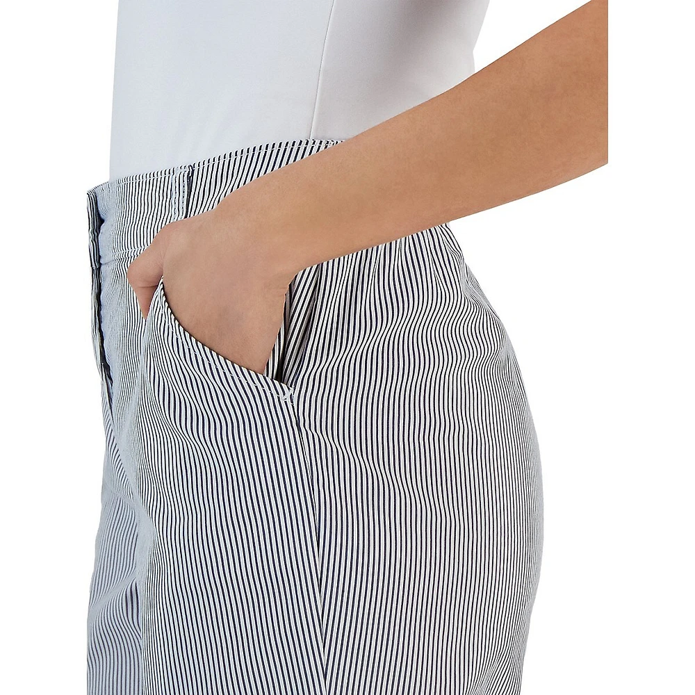 Petite Corded Striped Capri Pants