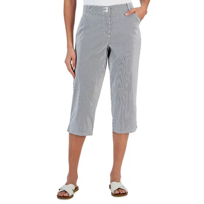 Corded Striped Capri Pants