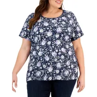 Plus Relaxed-Fit Floral-Print Top