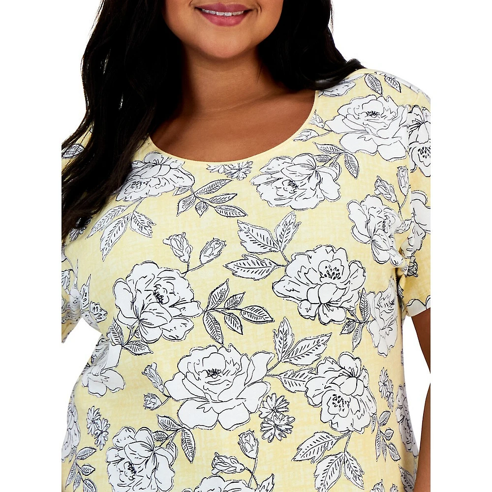 Plus Floral Scoopneck Top