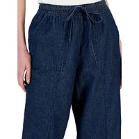 Quinn Pull-On Denim Capri Pants