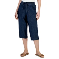 Quinn Pull-On Denim Capri Pants