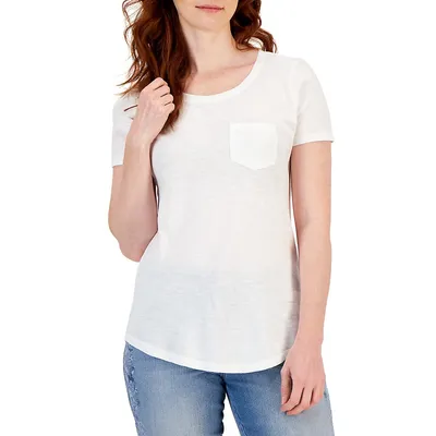 Scoopneck Short-Sleeve Pocket T-Shirt