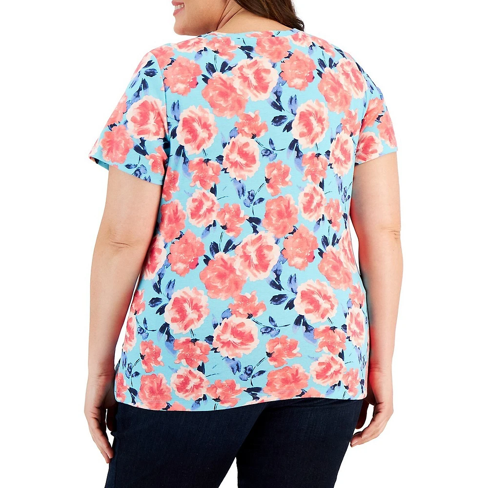 Plus Fleur Beauty Floral Henley Top