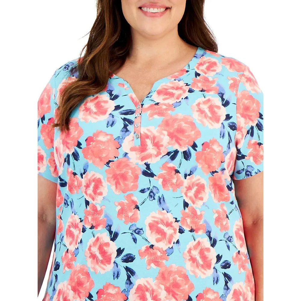 Plus Fleur Beauty Floral Henley Top