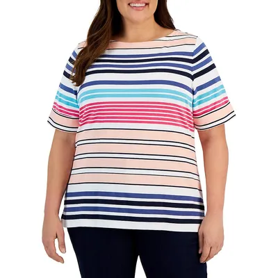 Plus Erica Striped Boatneck T-Shirt