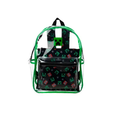 Minecraft Creeper Clear Backpack With Removable Pouch