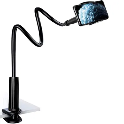 Phone Holder Bed Lazy Rotating Clip Mount Overhead Long Arm CellPhonez Gooseneck Flexible Stand for Mobiles and Tablets. (Black)
