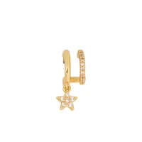 Something Sparkly Cubic Zirconia Pavé Star Double Huggie Earrings