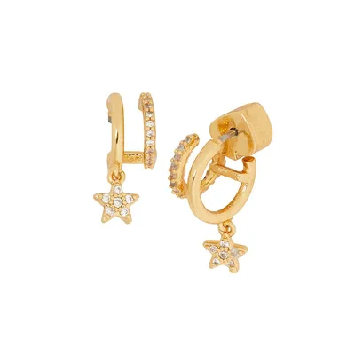 Something Sparkly Cubic Zirconia Pavé Star Double Huggie Earrings