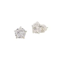 Something Sparkly Silvertone & Cubic Zirconia Star Stud Earrings