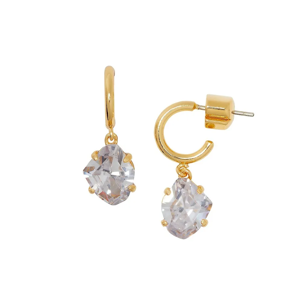 Treasure Trove Goldplated & Cubic Zirconia Huggie Drop Earrings