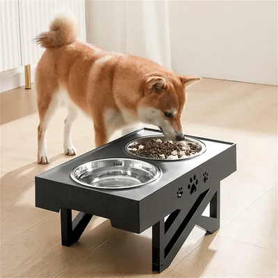 Adjustable Elevated Stainless Steel Dog Bowls, 3 Adjustable Heights Raised Pets Feeder