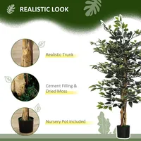 4.3ft Artificial Ficus Tree Faux Plant In Nursery Pot