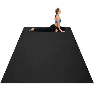Large Yoga Mat 7' X 5' X 8 Mm Thick Workout Mats For Home Gym Flooring Black