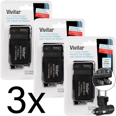 3x Lp E17 Replacement Battery And Charger Kit For Lp E17 Battery Pack And Lc E17 Charger For Canon Eos Rebel Digital Cameras