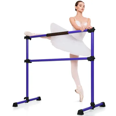Costway 4' Portable Double Freestanding Ballet Barre Stretch Dance Bar Adjustable