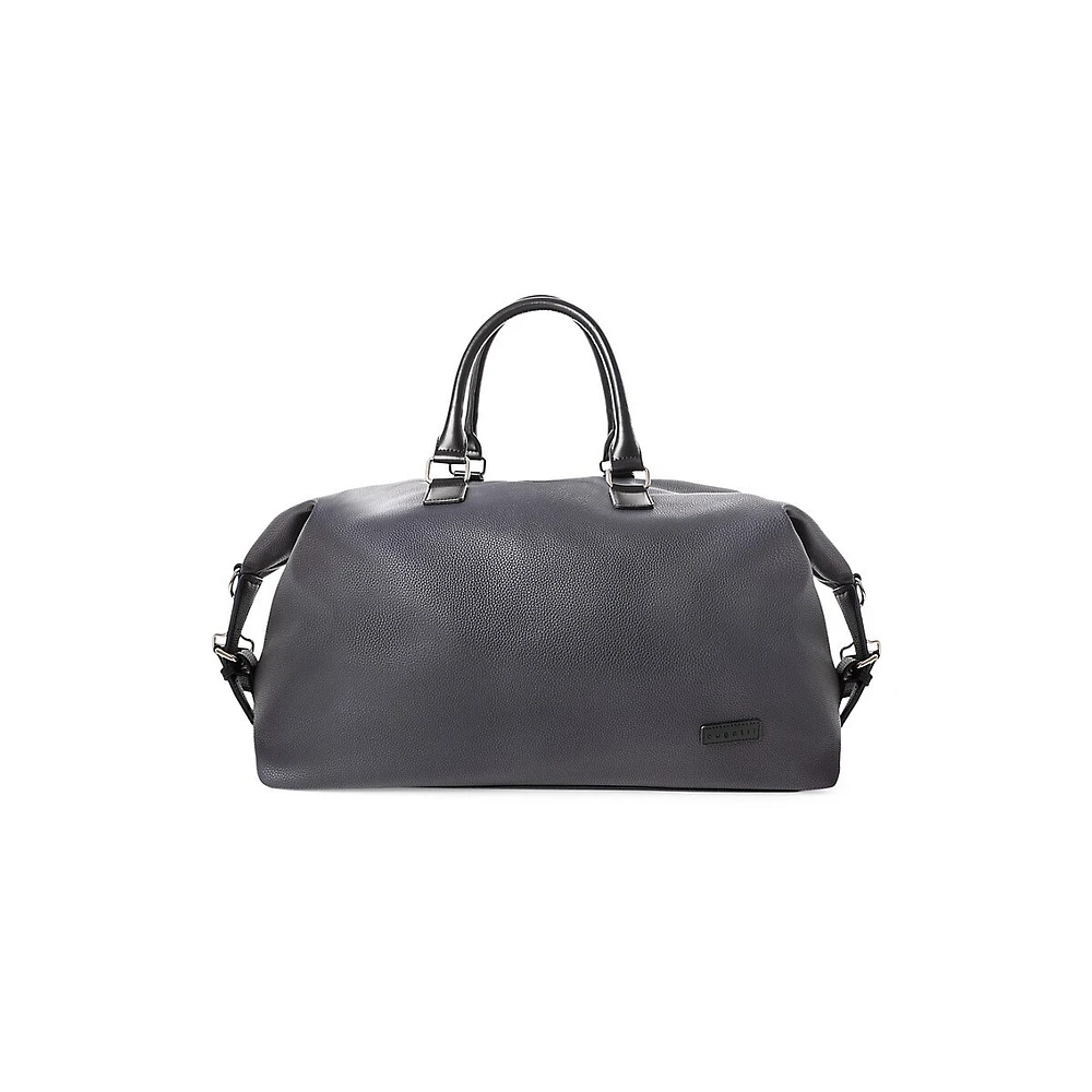 Contrast Vegan Leather Duffel Bag