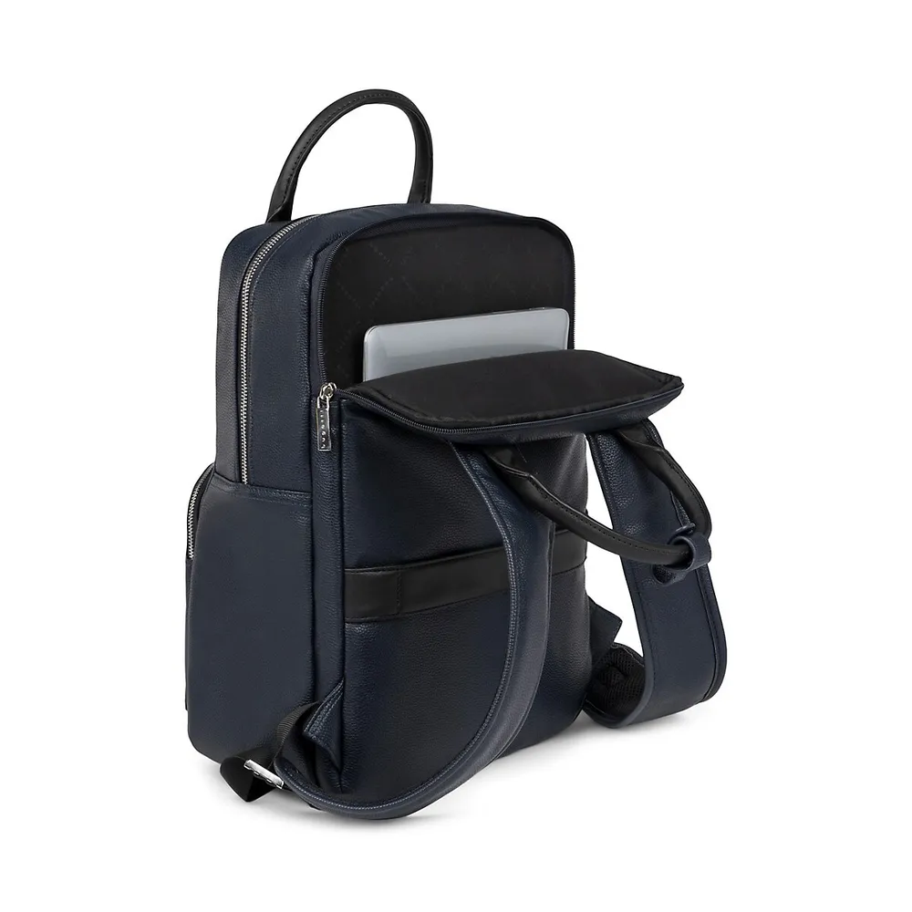 Contrast Vegan Leather Backpack