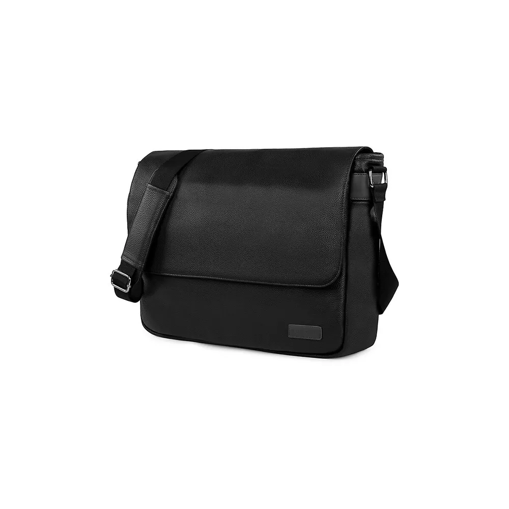 Contrast Vegan Leather Messenger Bag