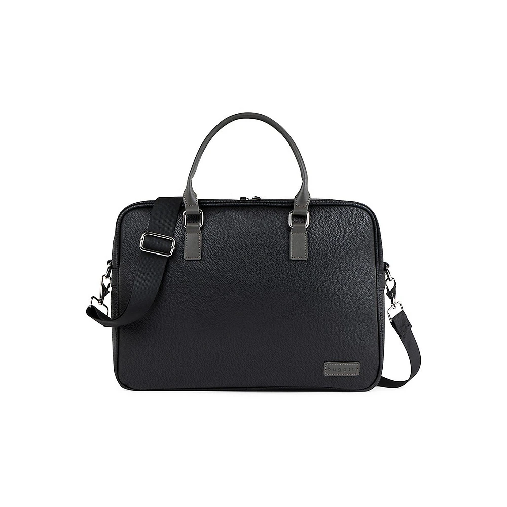 Contrast Vegan Leather Briefcase